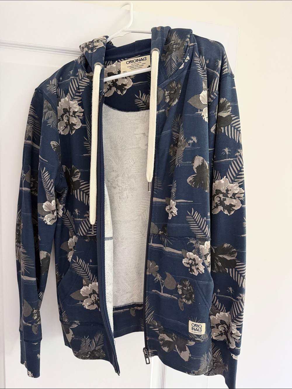 Jack & Jones Navy Floral Zip-Up Hoodie